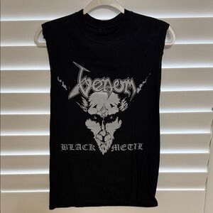Venom Black Graphic Sleeveless Men Shirt Vintage band tee small 18" across p2p